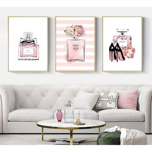 Abstract Painting Poster Perfume Art Print Canvas Painting Parfum Pink Picture Fashion Wall Art Posters And Prints Living Room