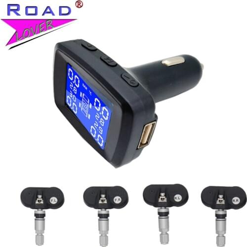 Car TPMS Tire Pressure Monitoring System Digital LCD Display Auto 4 Internal / External Car Cigarette Lighter TPMS For Most Cars