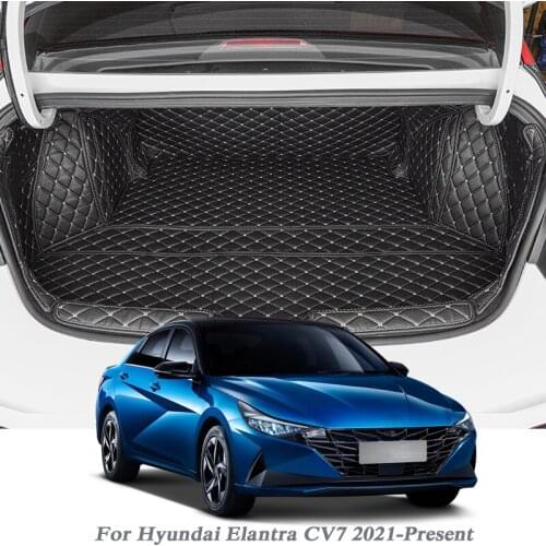 Car Styling PU Leather Trunk Mat Rear Liner Cargo For Hyundai Elantra CV7 2021-Present LHD Carpet Protector Pad Auto Accessory