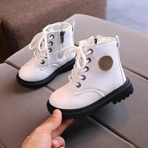 Children & Toddler Shoes PU Leather Soft Bottom Fashion Baby Girls Martin Boot Little Kids Ankle Boots Size 21-30