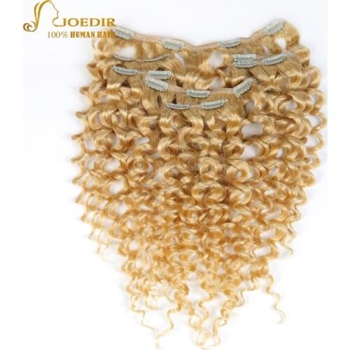 Joedir Brazilian Water Wave Human Hair Clips Remy Hair Clip In Human Hair Extensions Omber Blonde Color Jerry Curly Hair Clip