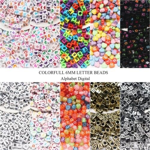 10g 6mm Letter Beads Heart Alphabet Digital Loose Spacer Beads Charms Bracelet Necklace for Jewelry Making DIY Accessories