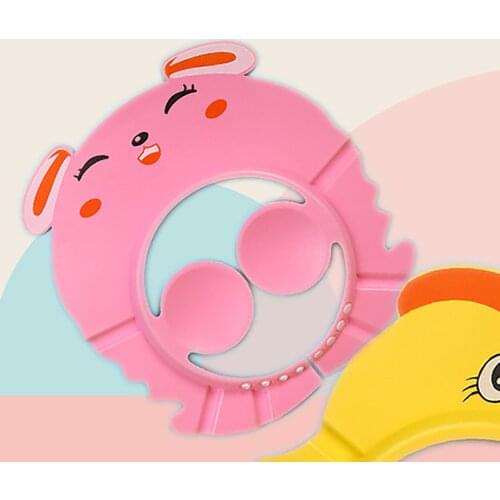Baby Cartoon Shower Cap Adjustable Ear Protection Hair Wash Hat Newborn Infant Safe Children Kids Shampoo Shield Bath Head Cover