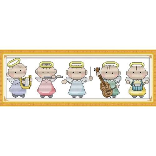 Angel band cross stitch kit cartoon baby 18ct 14ct 11ct count print canvas stitches embroidery DIY handmade needlework plus