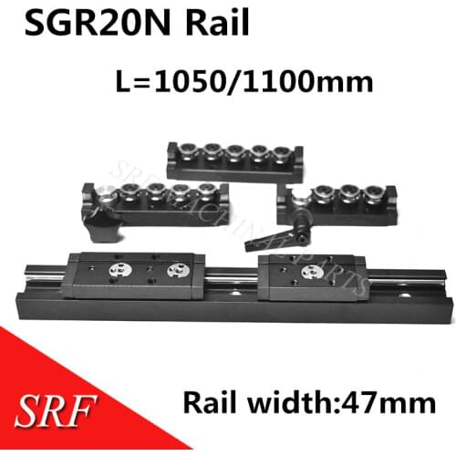 1pcs Dual-axis linear guide SGR20N L=1050/1100mm +1pcs linear motion rail slide block SGB20N AXD linear guide for cnc machine