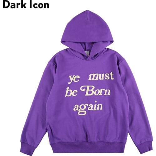 Dark Icon Letters Printed Purple Hoodie Men Streetwear Mens Sweatshirts and Hoodies