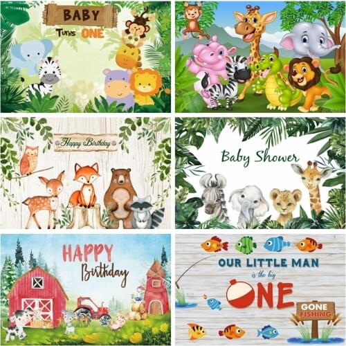 Scopiso Photography Backdrop Jungle Forest Animals Babys Birthday Party Decoration Poster Photo Background Studio Props
