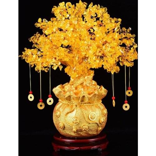 Lucky Tree Crystal Tree Natural Lucky Tree Statue Money Tree Ornaments Bonsai Style Wealth Luck Feng Shui Ornament