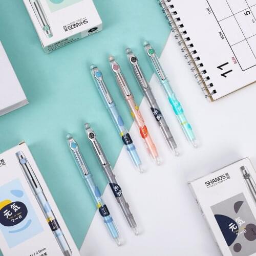 JIANWU 4pcs/set Simplicity Fresh Straight Liquid Quick Dry Gel Pen Student 0.5mm Straight Pen Black Ink Office School Stationary