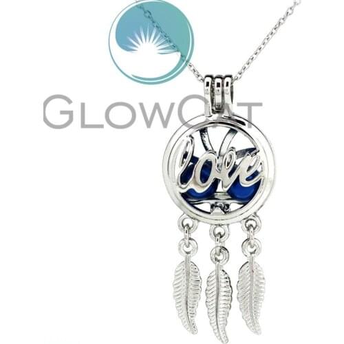 KK790 Dream Catcher Letter Love Beads Cage Locket Pendant Perfume Essential Oil Diffuser Oyster Pearl Cage Necklace
