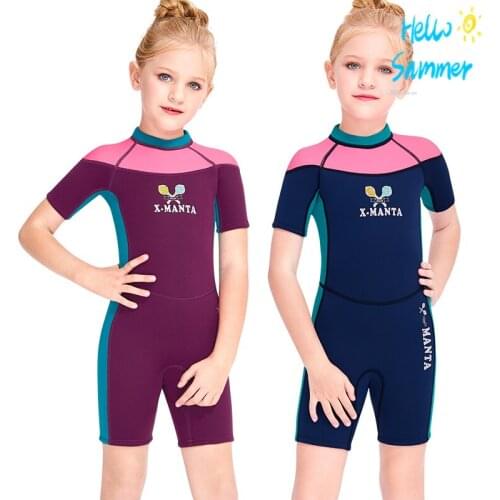 Letters Short Surfing Diving Suits Swimwear For Girls Children Neoprene Jellyfish Wetsuit Swimsuits Kids Swim Scuba