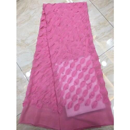 Good looking flower embroidery fabric nigerian tulle lace fabric with beads YG-444lc French Net Lace Fabric