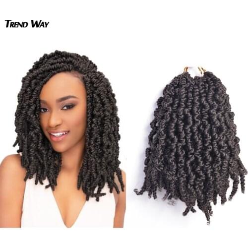 Trend Way Synthetic Pre-twisted Spring Twist Hair Short Crochet Hair Extensions Ombre Braids Hair For Afro Women Black Blonde