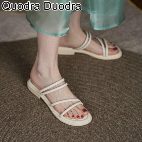 New spring summer Sandals women shoes slippers open toe chunky thick heels chunky Ladies Female fashion mule Big Size 36 40