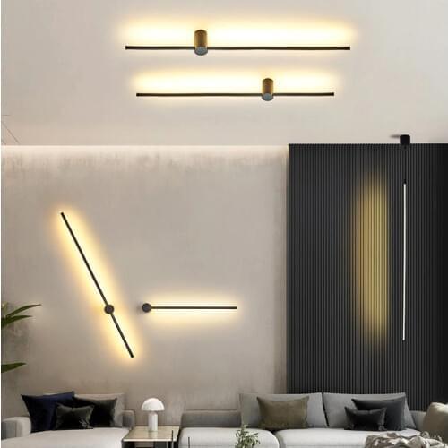Modern LED Wall Lamp Long Hanging Lights Simple Nordic Living Room Sofa Background Wall Light Bedroom Bedside Floor Lamp