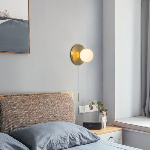 Loft vintage stone crystal wall sconce lighting crystal luminaria iron glass ball bedroom bedside aisle bedroom wall lamp