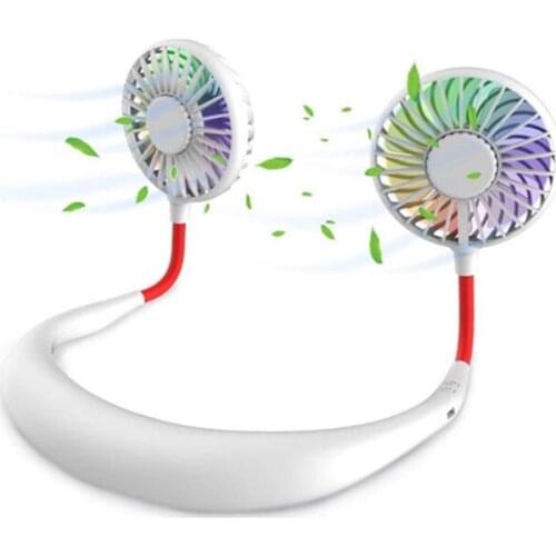 Flash rotation neck hanging electric fan 3 levels adjustable portable USB fan