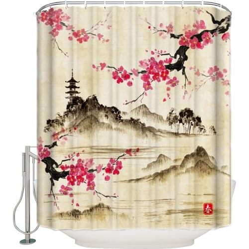 The Most Beautiful Landscape Paintings Of Flowers Shower Curtain Bathroom Decorative Fabric Waterproof Shower Curtain