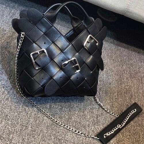 Small Women Weave Bags New Good Quality Fashion Chain Leather Shoulder Crossbody Bag Female Summer Handbags Designer Bucket Bags