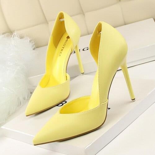 Women Pumps Ladies Shoes 10.5cm Heels Women Heels Sexy High Heels Stiletto Point Red Yellow Heels Chaussure Femme High Quality
