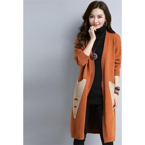 2020 New Autumn And Winter Women Sweater Knitted Cardigan Jacket Solid Color No Button Female Loose Long Sweaters Windbreaker