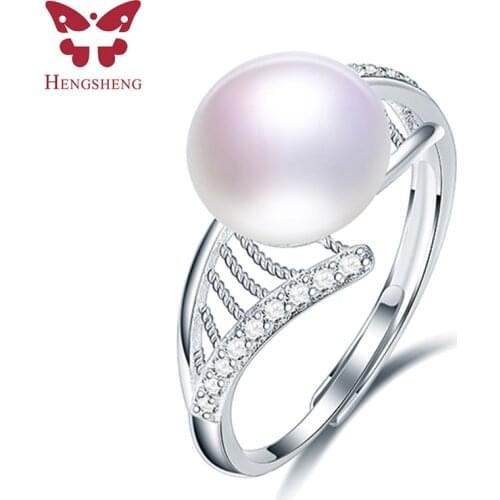 High Quality 10mm Genuine Natural Pearl Ring, 925 Sterling Silver Rings for Women Wedding Ring Wedding Rings Silver 925 Jewelry