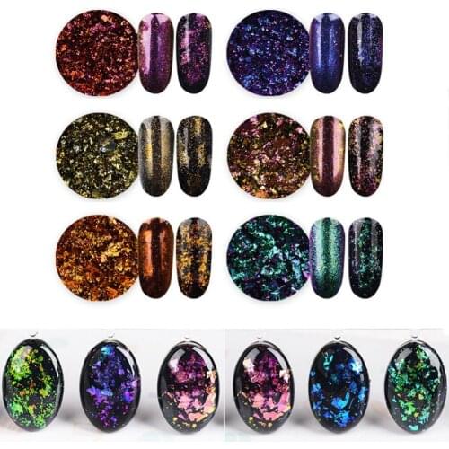 1 box Chameleon Nail Sequins Glitter Dust Flakes Nail Confetti Manicure Transparent Paillette Manicure Nail Art Glitter Powder