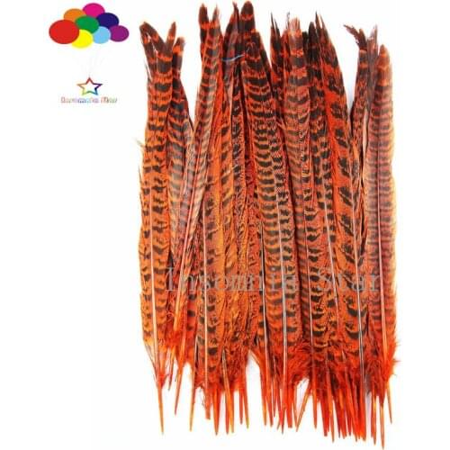 100pcs 100% Natural Dyed orange pheasant feather 40-45cm/16-18inch for Diy costume mask headdress