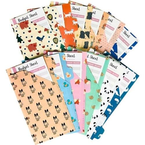 12pcs Budget Envelopes Set Printed Cash Envelopes With 12pcs Budget Sheets Label Stickers Coupon Organizer Wallet