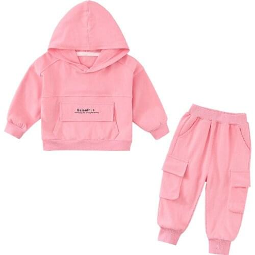 Children Clothing Suits 2pcs Set Fashion Girl Kids Clothes Pullover O-Neck Solid Long Sleeve