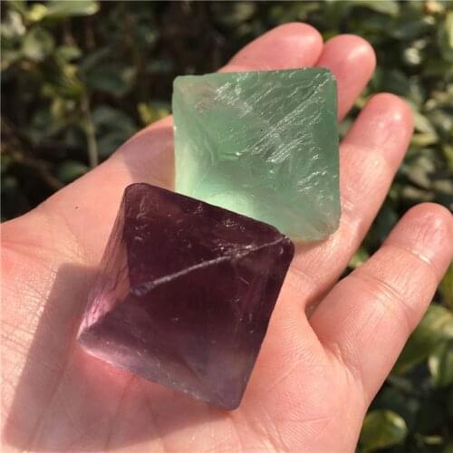 2pcs Beautiful Natural Fluorite Crystal Octahedron Stone Raw Gemstone Specimen Minerals Healing Stone Home Decoration