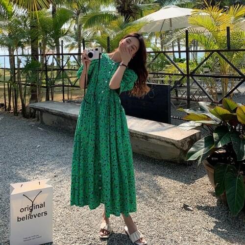 2021 Summer Floral Printed Maternity Long Beach Dress Loose A Line Sweet Clothes for Pregnant Women Pregnancy Holidays Fashion