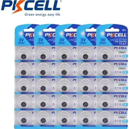25pcs/5pack PKCELL CR927 Lithium Button Battery BR927 ECR927 5011LC Coin Cell Batteries 3V CR 927 DL927 For Watch Toy Remote