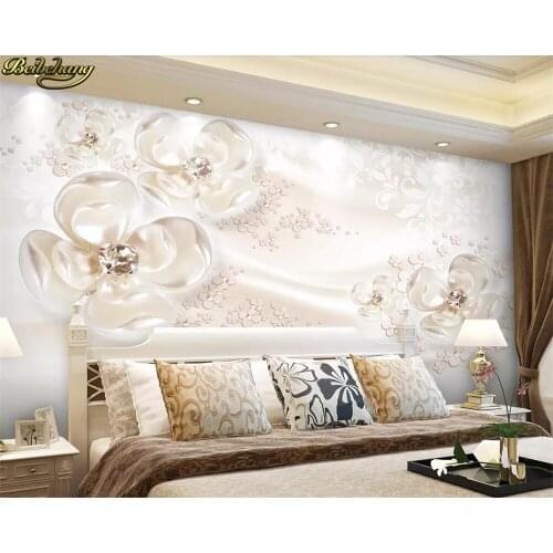Beibehang Custom photo 3d wallpaper mural retro palace European beautiful jewelry flower 3d stereo jewelry wall papel de parede