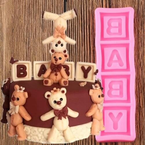 3D Letter Silicone Molds Baby Birthday Cupcake Topper Fondant Cake Decorating Tools DIY Cookie Baking Candy Chocolate Moulds