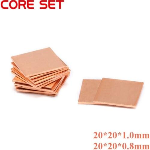 5pcs/lots Copper Sheet Shim Piece Heat Sink 20 * 20mm*(0.8/1mm Optional) Thermal Pad For Laptop GPU CPU