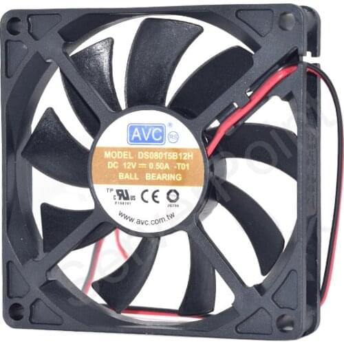 80*80*15 8CM DC12V 0.50A DS08015B12H dual ball 2pin large air flow fan Free Shipping
