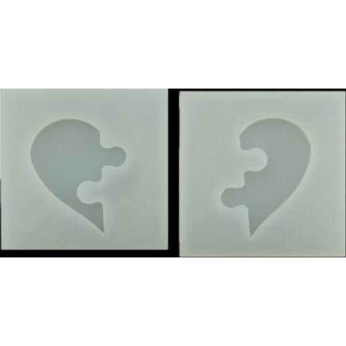 Fondant Cake Decoration Mold DIY Jewelry Tools Epoxy Resin Translucent Silicone Mold Heart-shaped Puzzle Lovers Moulds C011