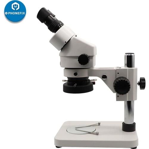 7X-45X Binocular Stereo Microscope Continuous Zoom Soldering Tool with Adjustable LED Lights Metal Stand for Mobile Phone Repair