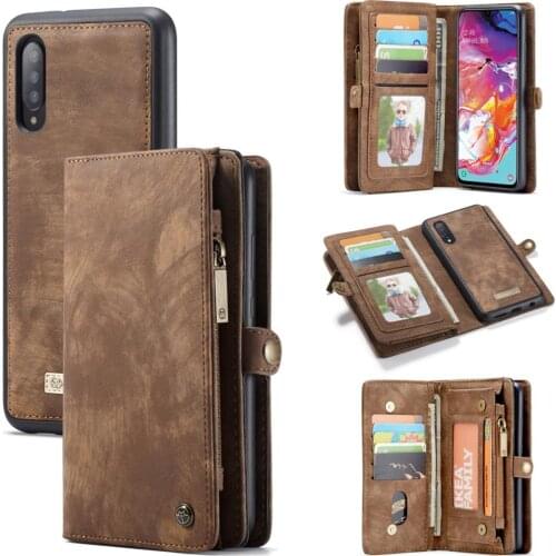 For Samsung Galaxy A70 Case A705FD 2 in 1 Detachable Multi-functional Leather Magnetic Zipper Wallet Cover For Samsung A70 Case