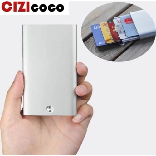 Cizicoco 2020 business card holder metal stainless steel creative office aluminum card pack credit card holder rfid wallet