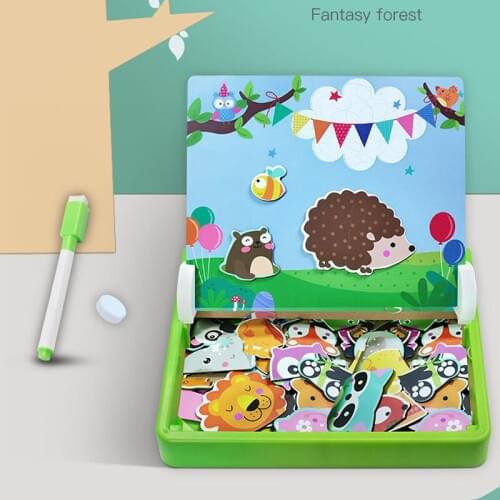 Montessori Kids Toys Magnet Animals Biology Stickers Board Montessori Materials Magnetic 3D Puzzles Baby Drawing Sensory Toys