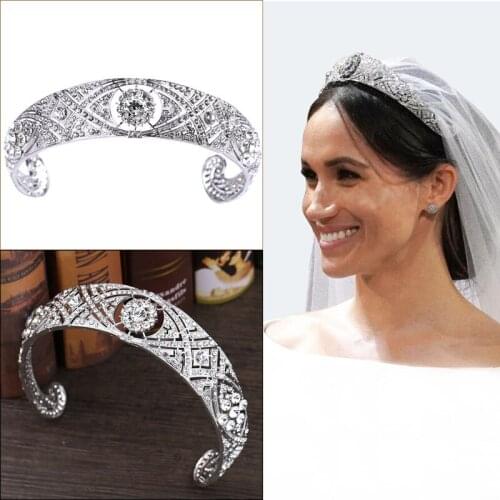 Super Luxury European Meghan Princess Queen Tiaras Crowns Vintage Royal Crystal Diadem Bridal Wedding Tiara Head Ornaments CR112