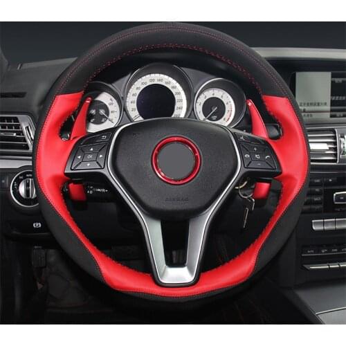 DIY For Mercedes-Benz GLC S200L S300 New E260L 400 CLA Non-Slip Red fashion Anti-slip durable Hand stitch Steering wheel cover
