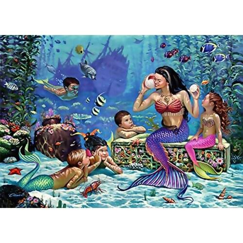DIY Painting By Numbers Scenic mermaid HandPainted Oil Painting Drawing On Canvas Custom Photo Home Decoration