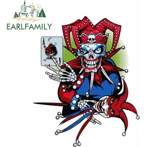EARLFAMILY 13cm x 10.5cm For Evil Clown Car Accessories Stickers Surfboard Decal 3D Custom Printing Car Door Protector Decor
