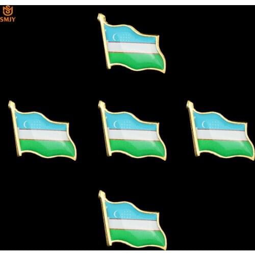 5pcs Central Asia Banner Enamel Pin Uzbekistan Rare Custom National Flag Pin Badge Lapel Safety Clasp Pin Brooch Badge Jewelry