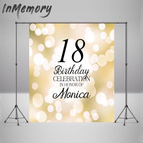 Custom 18th Birthday Adult Party Backdrops White Gold Photo Background Little Dots Bokeh Photography Photozone Photocall