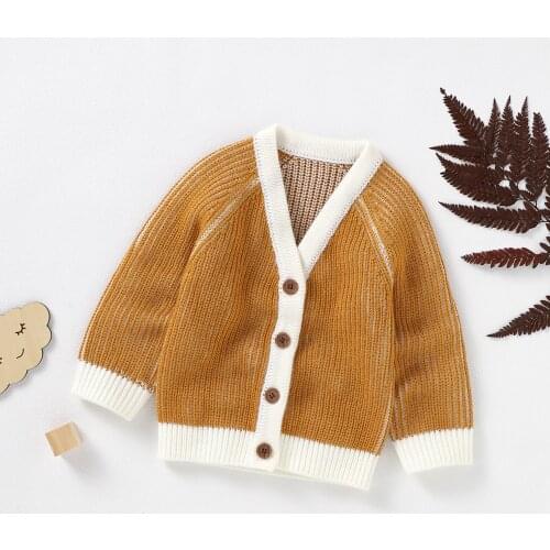 Spring Autumn Toddlers Knitted Cardigan Baby Boys Girls Solid Color V-neck Long Sleeve Single-breasted Outwear Casual Tops