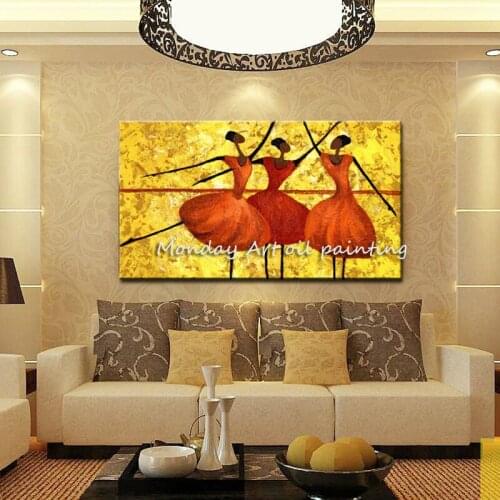 Hand-painted Red Ballet Dancers pictures classical Modern home decoration Oil Painting on Canvas Wall paintings for living room
